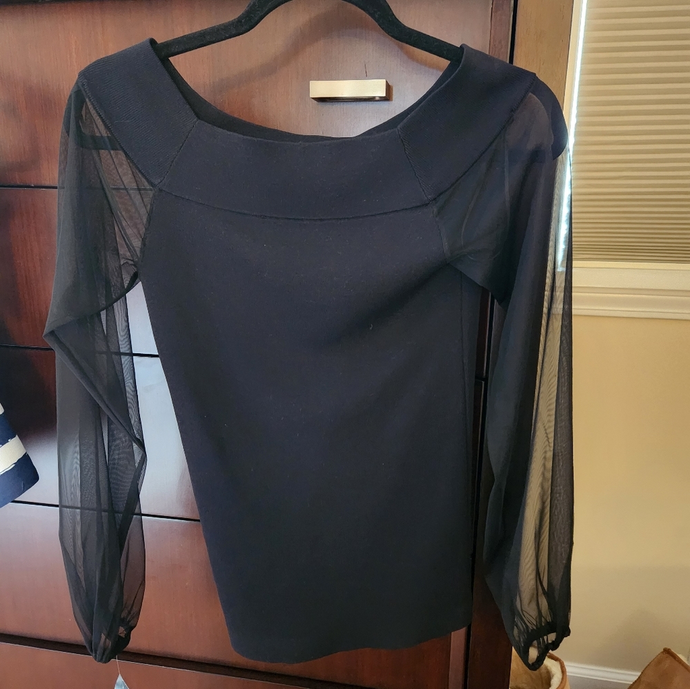 Off the shoulder, sheer sleeve top